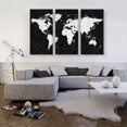 thumbnail image 2 of ARTCANVAS Printed White Black Marble World Map Canvas Art Print - Size: 60" x 40" (0.75" Deep) (3-Piece), 2 of 9