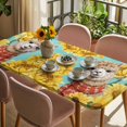 thumbnail image 3 of Alpaca Sunflowers Table Cloths for 6 Foot Rectangle Tables, Watercolor Animals Floral Plant Teal Patio Waterproof Elastic Fitted Tablecloths, Washable Rectangular Table Cover for Camping, 3 of 8