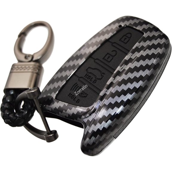 Key Fob Cover Compatible with Hyundai Azera Equus Santa Fe Carbon Pattern ABS Keychain Case Holder Protector,4 buttons