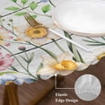 thumbnail image 3 of Wildflowers Round Tablecloth, Fitted Table Cover with Elastic for 55"-60" Round Tables, Spring Farmhouse Tulip Floral Leaf Wooden Grain Table Cloth Outdoor Indoor Dinning Party Waterproof Tablecloths, 3 of 7