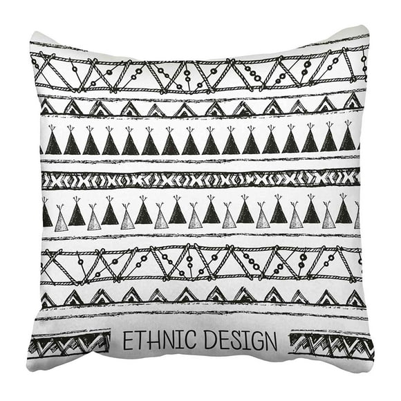 BSDHOME Arrow Ethnic in Native Style Tribal with American Symbols Boarder Wigwam Tee Pillow Case Cushion Cover 18x18 inch