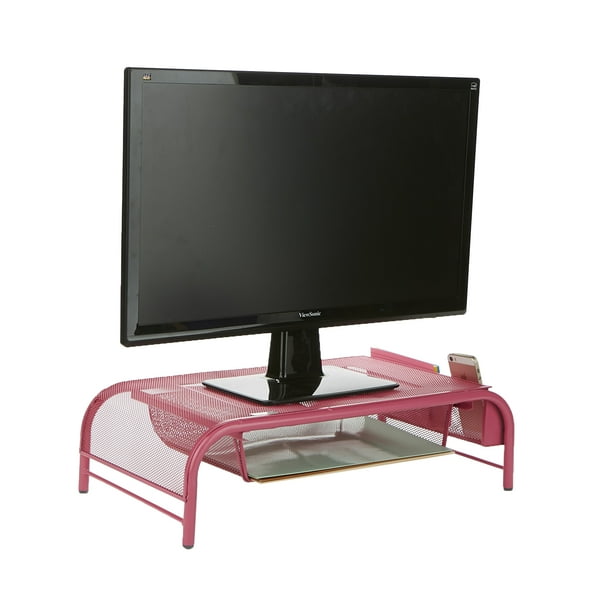 Mind Reader Metal Mesh Monitor Stand and Desk Organizer with Drawer