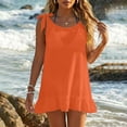 thumbnail image 4 of Dvprdro Womens Beach Vacation Mini Cover Up Dress Crew Neck Bow Tie Shoulder Sleeveless Bikini Cover Up, 4 of 8