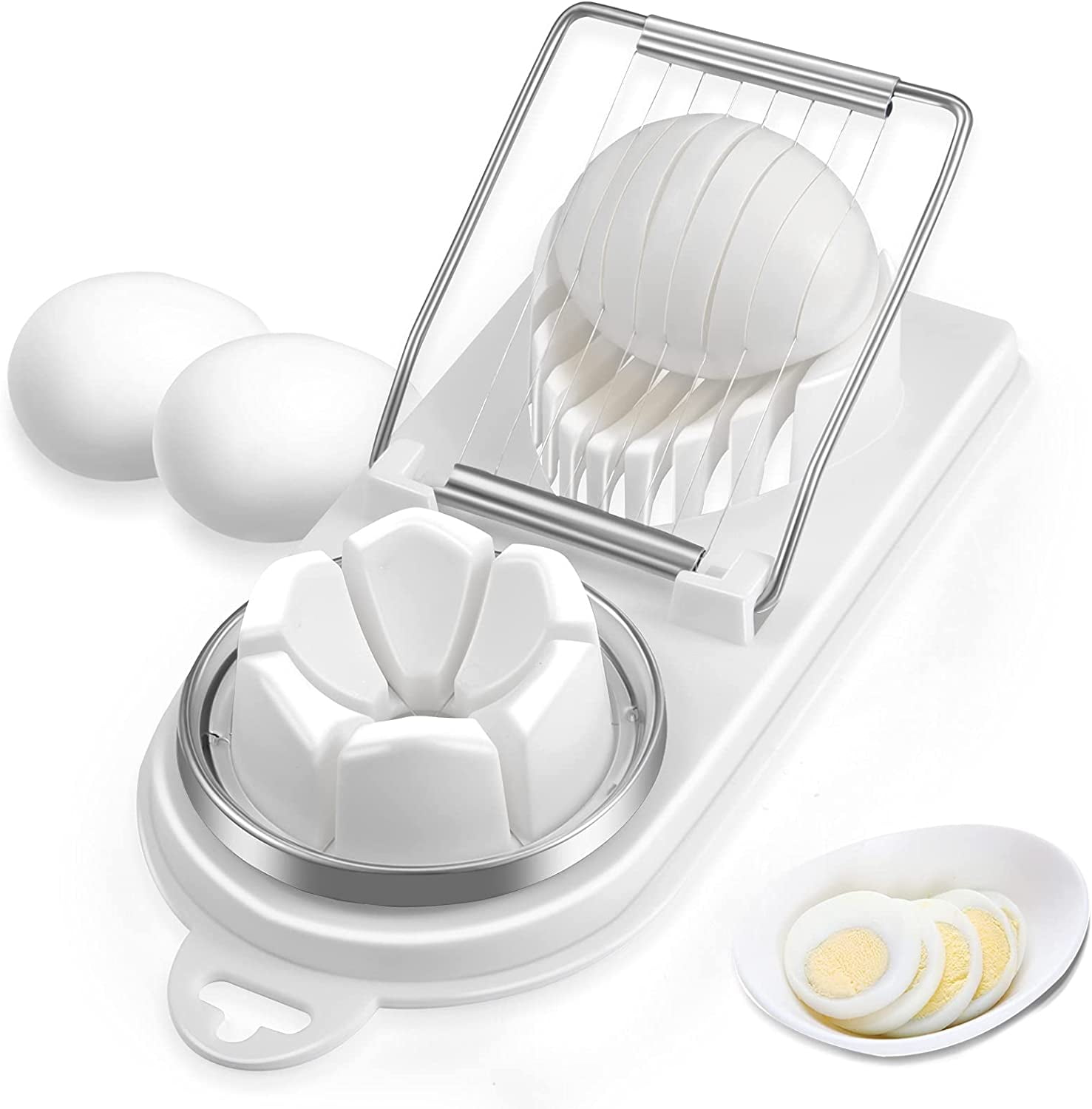 Made From Stainless Steel Metal For Added Durability for Hard Boiled Eggs Slice Hard Boiled Eggs Quickly and Effectively Metal Egg Slicer Cutter 