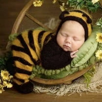 Newborn Photography Props Bee Photoshoot Outfits Girl Boy Picture Outfit Baby Photo Knitted Bee Bonnet Romper