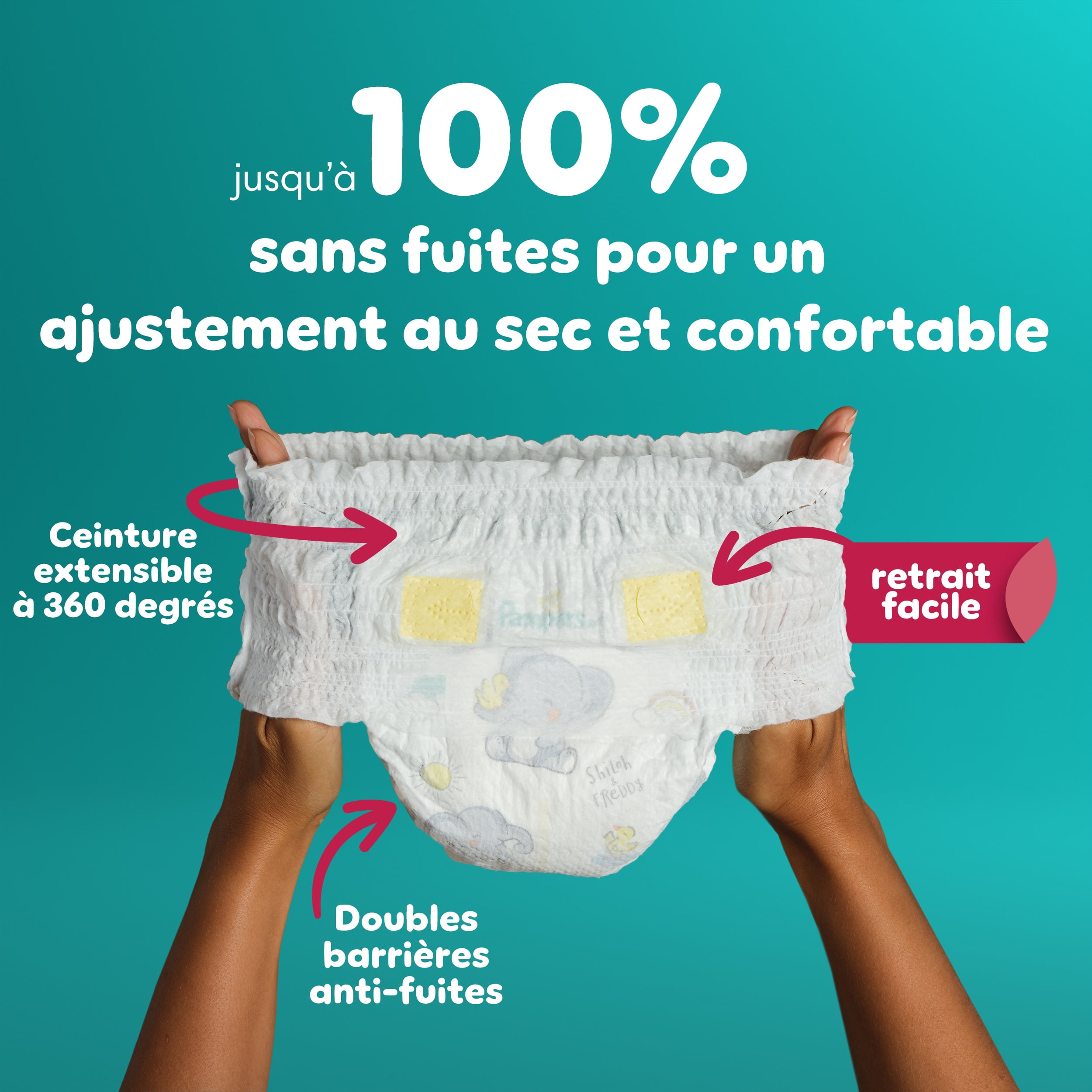 Pampers Diapers - Swaddlers 360° - Size 7, up to 100% Leakproof Comfy Dry Fit, EZ Off Tabs Designed for Easy Changes, Pull On Diaper