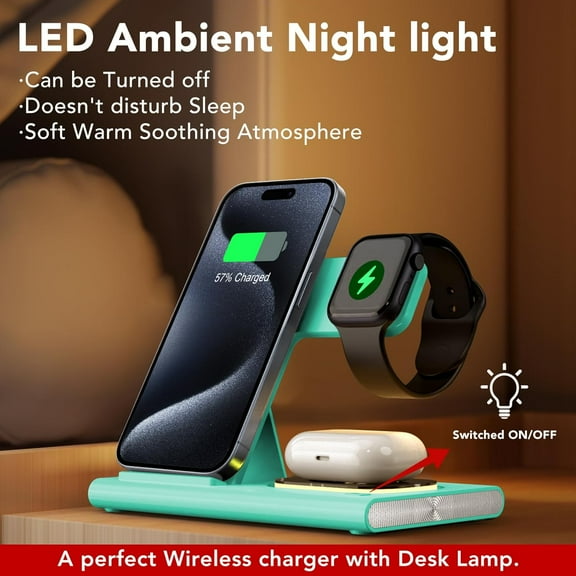 SHILIU-3 in 1 Charging Station for iPhone 17 - Wireless Charger for Apple Products for iPhone 17 16 15 14 13 12 11 Pro Max - Foldable Wireless Charging Station Dock Stand for iWatch Series & AirPods(