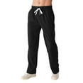 thumbnail image 6 of Havenre Mens Casual Linen Pants Loose Lightweight Rgeular Fit Elastic Drawstring Waist Straight-Legs Summer Yoga Beach Long Pants with Pockets Black XXL, 6 of 8
