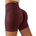 thumbnail image 1 of Pantalones cortos de yoga de cintura alta para mujer, control de barriga, pantalones cortos atléticos sin costuras para gimnasio en casa, correr, entrenamiento, granate M, 1 of 6