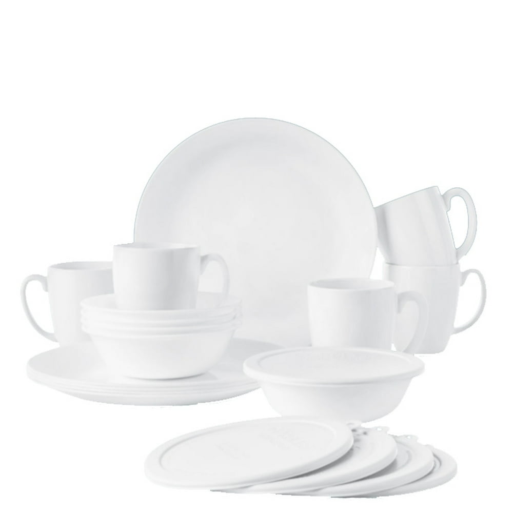 Corelle Winter Frost White 20-piece Dinnerware Set, Service for 5 ...