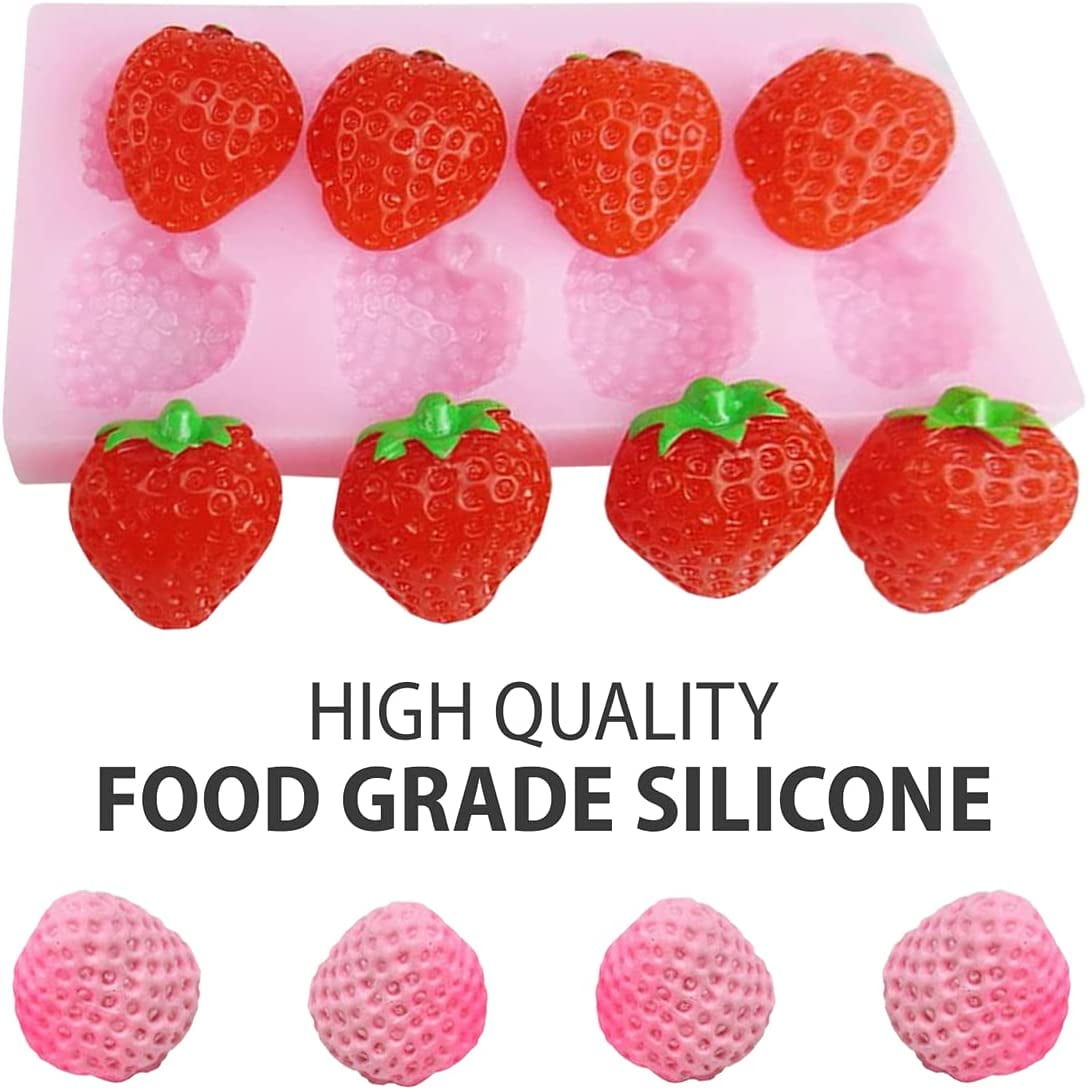 Hengke 2 Pieces 3d Strawberry Silicone Mold - Food Grade Baking