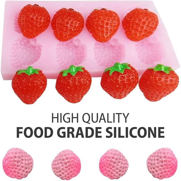 Strawberry Baking Mold - Silicone Handmade Candy Jelly Bakeware -  Strawberries Mold for Kids Cupcake - Fondant Strawberry Silicone Mold for  Pound Cake Decor Pan for Making Soap Polymer Clay(2 pack) 