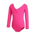 thumbnail image 4 of Girls' Solid Color Long Sleeved Round Neck Dance Practice Uniform Medium And Large Children's Jumpsuit, 4 of 7