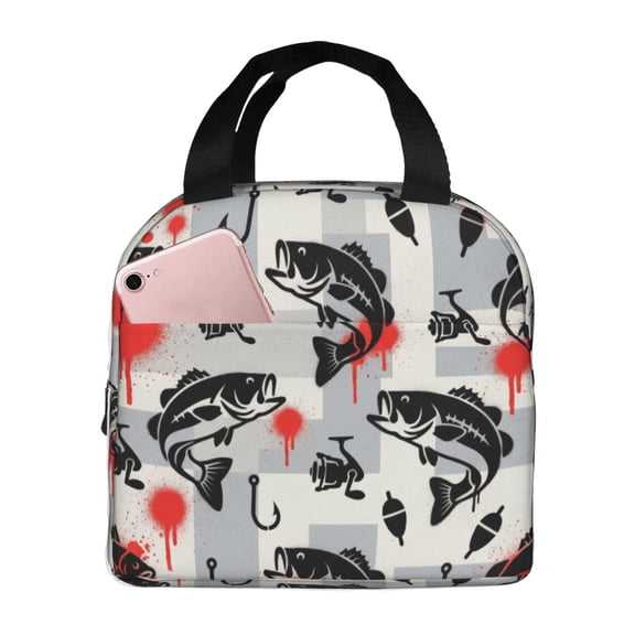 Camo Fish Insulated Lunch Box Reusable Lunch Bag Women Men Cooler Tote Bag For Work Picnic Office