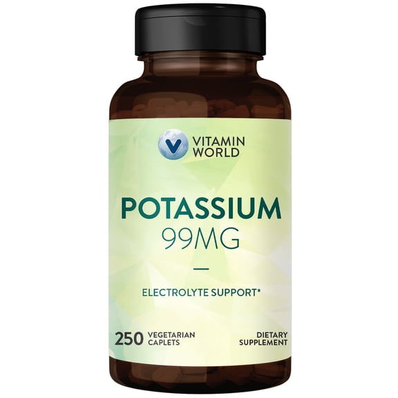 Vitamin World Potassium 99 mg Minerals Vegetarian Dietary Supplement 250 caplets