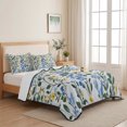 thumbnail image 5 of Twin XL Quilt Set 68''x98'', Blue Yellow Floral Spring Lightweight Bedspread Coverlet Set with 2 Pillow Shams, Green Pastoral Summer Botanical Breathable All Season Quilt Bedding for Dorm/Guest Room, 5 of 9