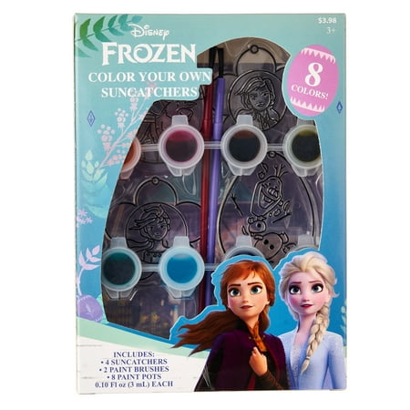 The Disney Frozen Paint Your Own Suncatcher has Suncatchers, Paint, and Paint Brushes