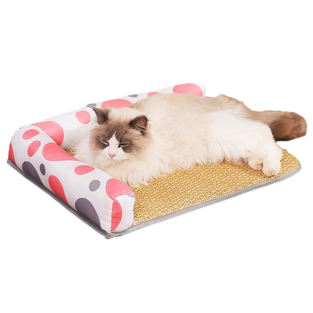 Cama autorefrescante de verano para perros y gatos, sofá cama duradero para perros y gatos, acogedora y fresca cama de ratán para cachorros y gatos con base antideslizante.