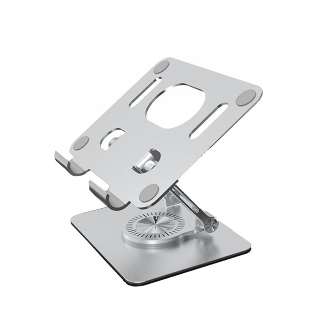 Para tableta de 4,7-12 pulgadas Riser 360 soporte plegable giratorio para teléfono móvil plateado
