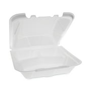 Pactiv Foam Hinged Lid Containers, White, 9 x 9 x 3-1/4, 3-Compartment, 150/Carton -PCTYTD19903