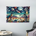 thumbnail image 2 of Ambesonne Outer Space Tapestry Wall Hanging, Surreal Astronaut Moon, 60"x40", Multicolor Teal Red, 2 of 3