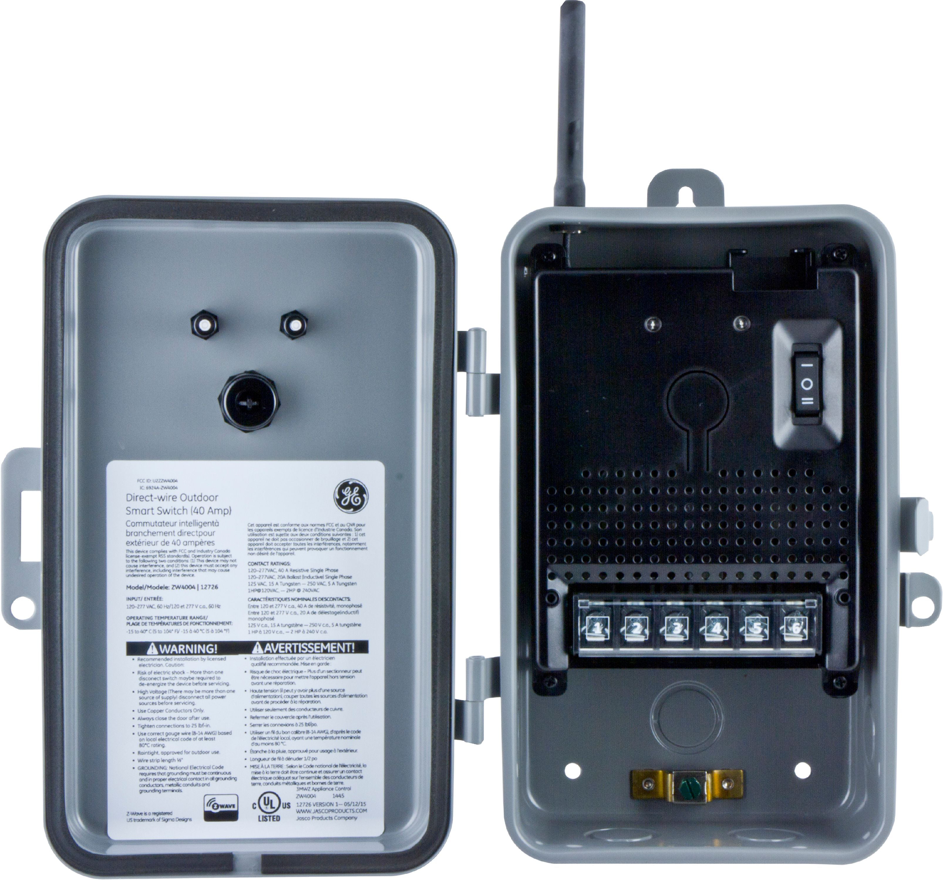 GE Z-Wave Plus 40-Amp Indoor/Outdoor Metal Box Smart Switch, Direct Wi 