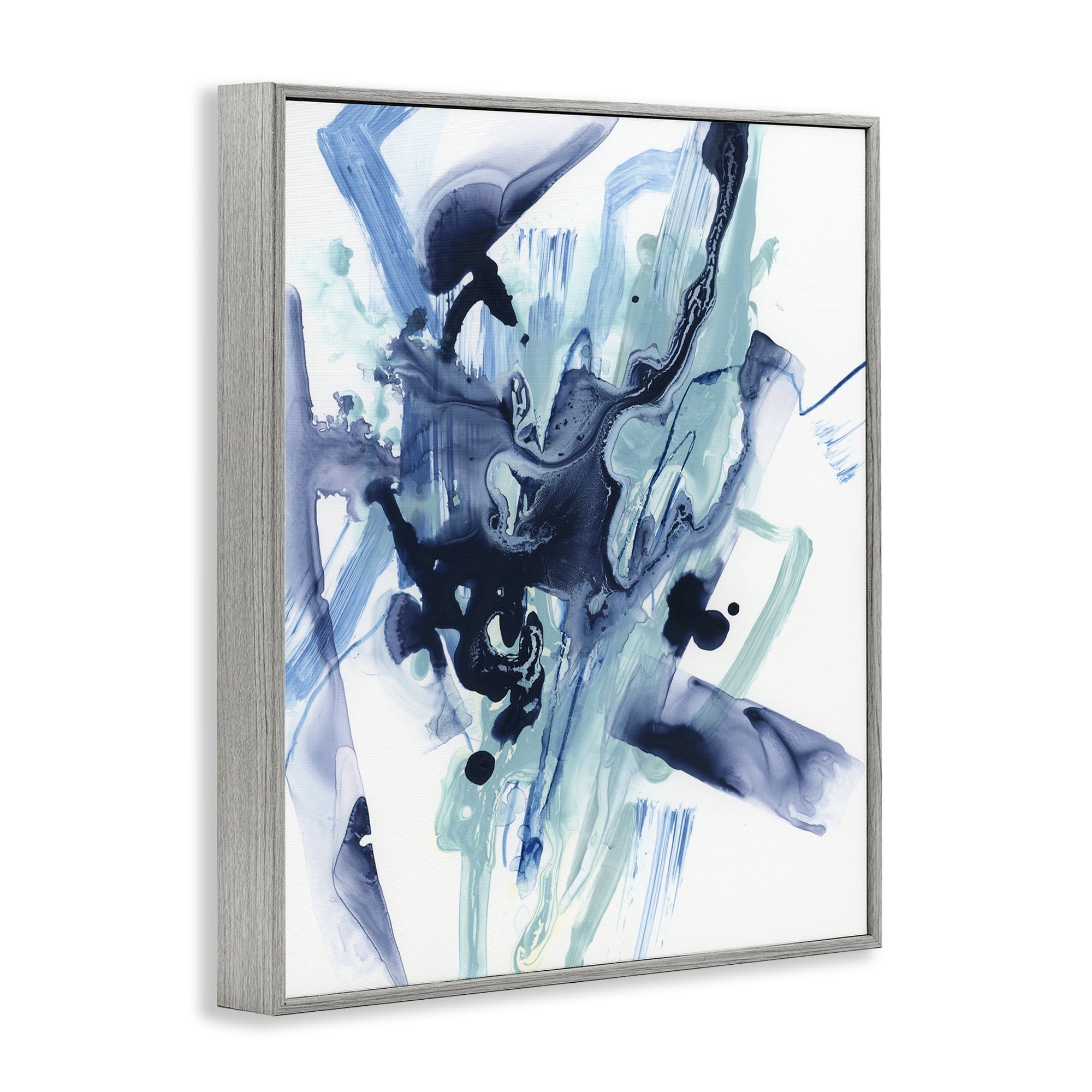 Stupell Industries Fluid Chaotic Abstraction Abstract Painting Gray Framed Art Print Wall Art, 16 x 20