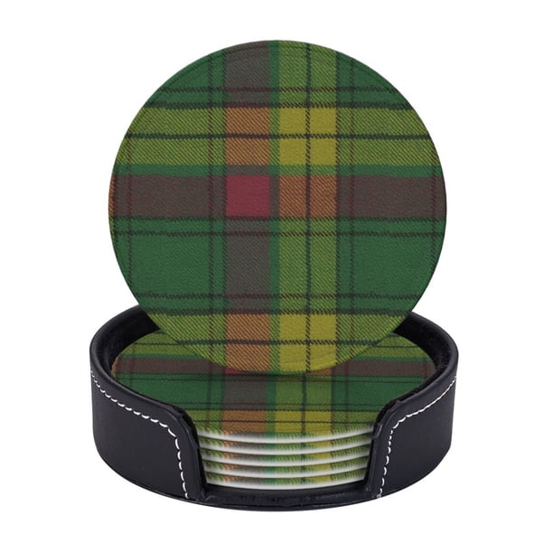 Posavasos de cuero de 6 piezas, posavasos de tartán escocés originales antiguos de Macmillan para bebidas, posavasos para tazas, regalo de inauguración de la casa, ideal para la decoración del hogar