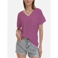 thumbnail image 2 of Women's Short Sleeve V-Neck Shirts Loose Casual Tee T-Shirt, 2 of 6