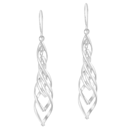 Beautifully Hypnotic Twist Sterling Silver Spiral Dangle Earrings