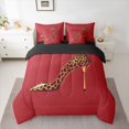 thumbnail image 2 of jejeloiu Chic High Heels 7-Piece Bedding Comforter Set,Fashion Leopard Print Shoe King Bedding Sets,Red Brown Bed Sheets For Girls,Breathable Home Decor Reversible, 2 of 8