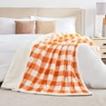 thumbnail image 4 of Sherpa Fleece Throw Blanket, Super Soft Warm Buffalo Plaid Plush Blankets and Throws, Lightweight Cozy Fuzzy Blanket for Couch Sofa Bed (Orange, Throw 50" x 60"), 4 of 6