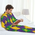thumbnail image 6 of Honeii Mardi Gras Pattern Mens Pajamas Set,2pcs Men's Lounge Long Sleeve Sleep Shirt and Pajama Bottoms Sleepwear Set,Mens Pjs Sets-XX-Large, 6 of 7