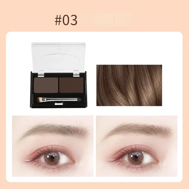 Heallor-sombra de ojos en polvo para mujer, paleta de cejas a prueba de agua, 2 colores, potenciador de cejas, pastel de sombra de ojos, maquillaje Prof