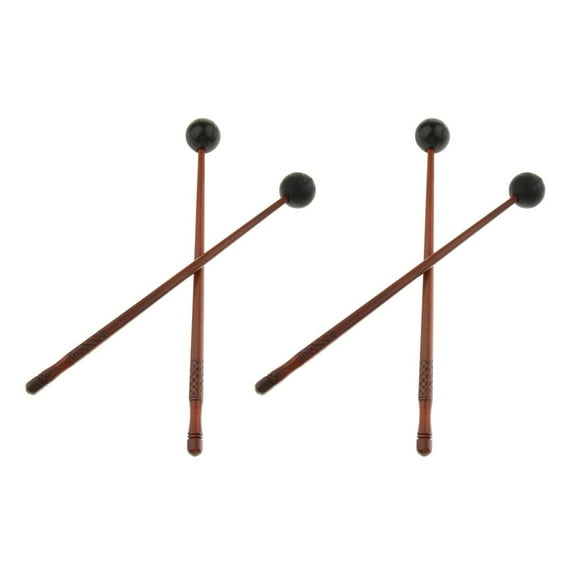 2x 2 Pieces Wooden Drum Beaters Mallets Sticks with Durable Rubber Hammer