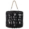 thumbnail image 1 of Urban Trends Collection 55001 Wood Cylindrical Lantern with Rope Handle, Black - Medium, 1 of 3