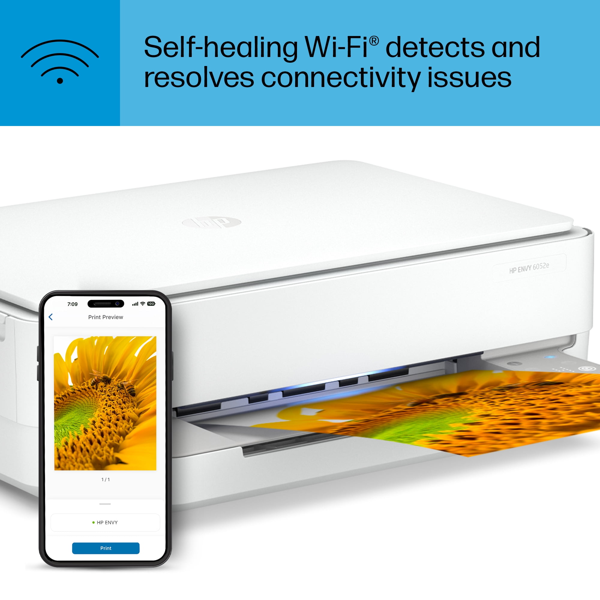 HP ENVY 6052e All-in-One Wireless Color Inkjet Photo Printer with 3 Months Instant Ink Incl with HP+
