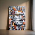 thumbnail image 4 of 1pc Modern Abstract Tribal - inspired Portrait Canvas Wall Art with Bold Geometric Patterns and Vivid Orange - Grey Color Palette, framed Decor room hanging Wall Picture Decor for Home Gifts,, 4 of 6