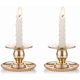 thumbnail image 1 of 2 Piece Gold Brass Metal Chamberstick Candle Holder Fits Candles, Candlesticks, Tealights and Pillar Candles - for Window and Mantle Display, 1 of 5