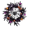 thumbnail image 2 of Couronne d'Halloween pour Porte d'Entrée, Couronnes Gothiques avec Roses et Plantes Artificielles Rouges et Noires, Guirlandes Suspendues Noires pour Maison, Fenêtre, Mur, Déco d'Halloween, 2 of 4