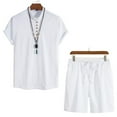 thumbnail image 4 of Birdeem Ensemble 2 Pcs pour Homme d'Été à Col Montant Chemise Mode Décontractée à Manches Courtes et Short Ensemble à Manches Courtes Col Rabattu, 4 of 12