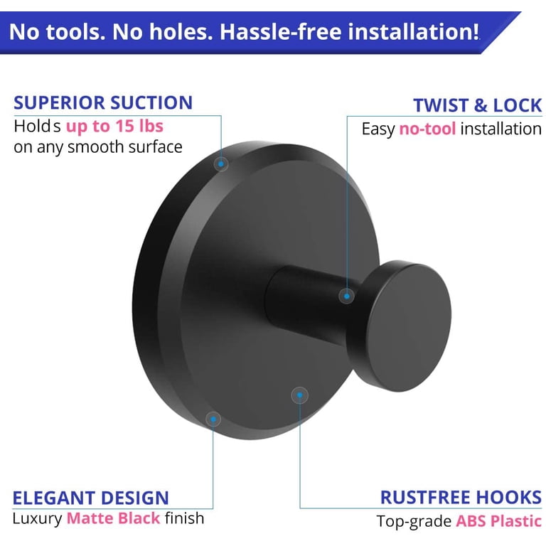 HOME SO Suction Cup Double Hook – Chrome Stainless Steel, Holds Up To 15 Lbs, Rustproof, No-Drill Installation For Shower, Tile, Glass, Or Mirror (1-Pack)