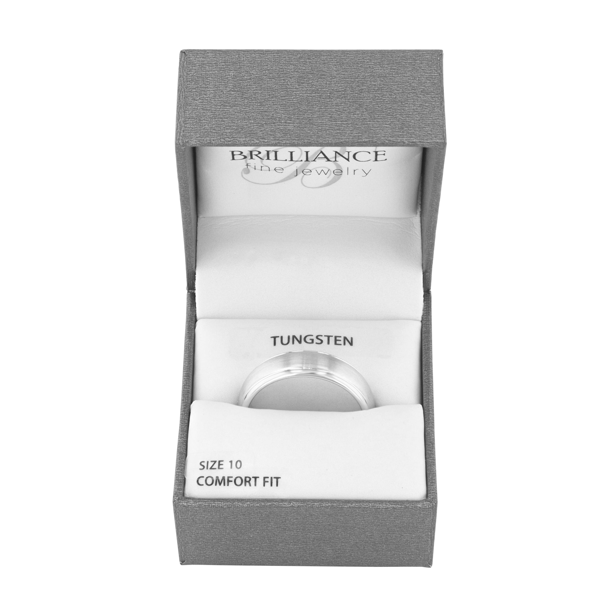 Brilliance Fine Jewelry Men's Tungsten 6MM Grooved Comfort Fit Wedding Band - Mens Ring