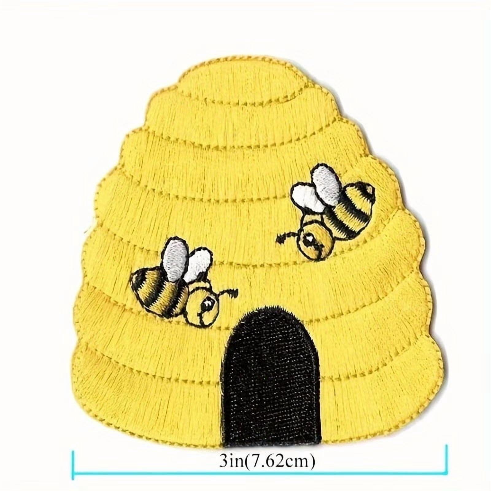 3pcs Bumblebee Honeycomb Embroidered Patch - Iron-On Applique for DIY Clothing and Accessories in Mixed Colors