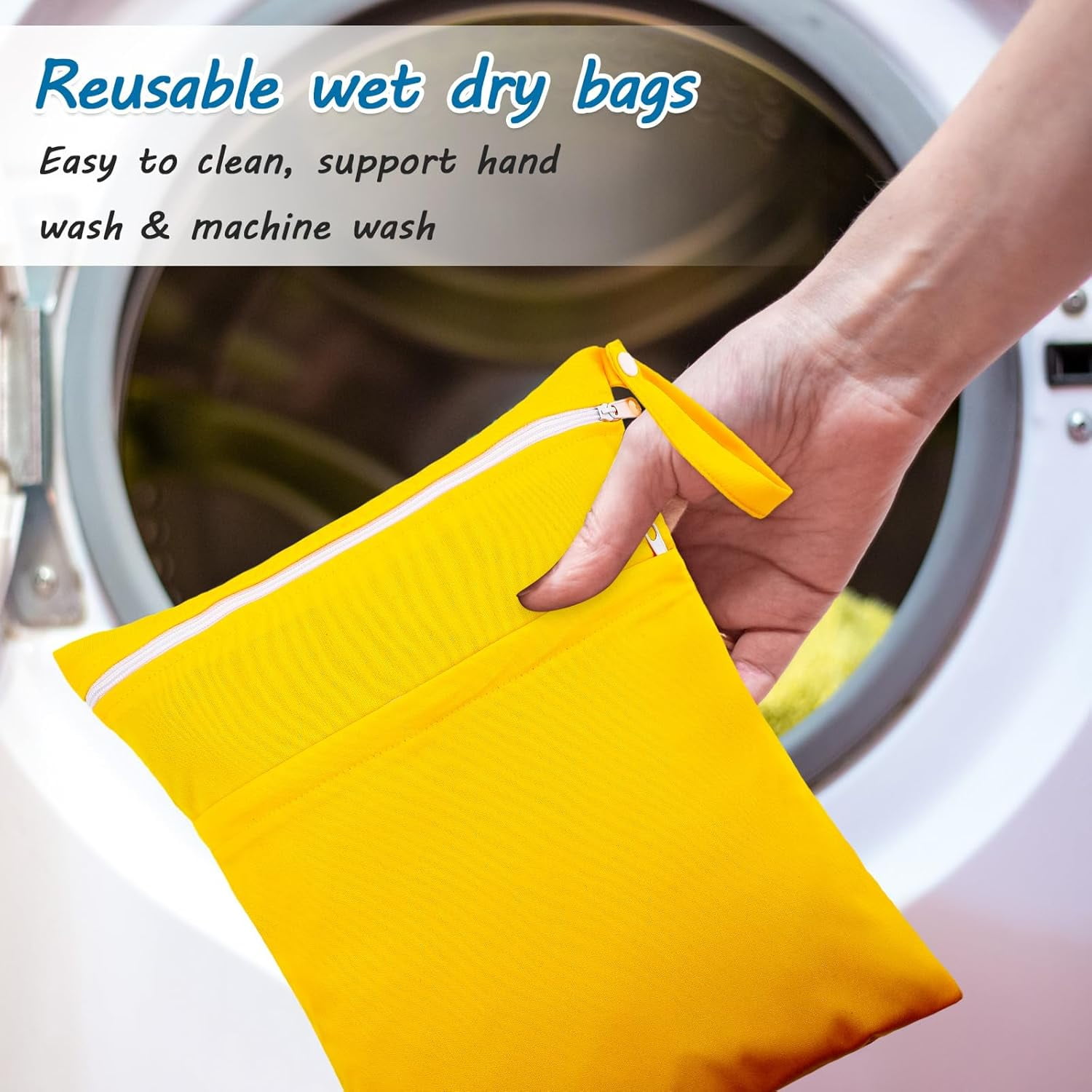 BTEPSGA 4 Pcs Wet Dry Bag, Waterproof Wet Bag Washable Travel Bag Reusable Bag with 2 Pocket Swim Wet Bag for Travel Beach Pool