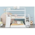 thumbnail image 5 of [US IN STOCK] Twin over Full House Bunk Bed with Convertible Slide and Storage Staircase,Full-Length Guardrail,White, 5 of 9