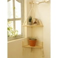 thumbnail image 3 of 1/2/3-Layers Corner Shelf Wood Display Stand Boho Home Decoration Pastoral Style Macrame Handmade Floating Shelves Living Room, 3 of 9