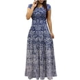 thumbnail image 2 of Puntoco Vestido De Manga Corta Con Cuello Redondo Y Estampado Informal Para Mujer Azul S,Regalos Para Mujer Joven, 2 of 5