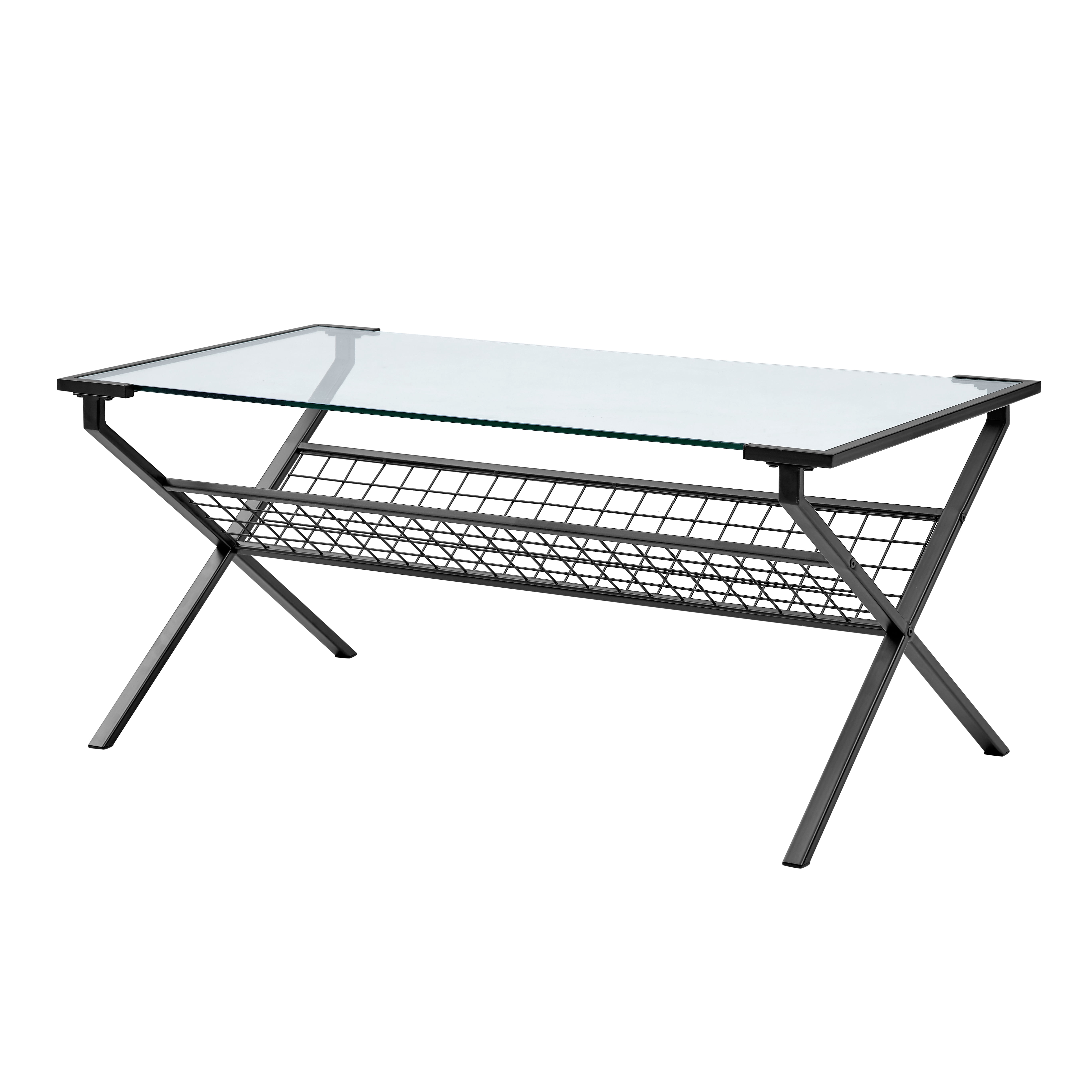 Elaine Metal & Glass with Magazine Holder Coffee Table by Chateau Lyon