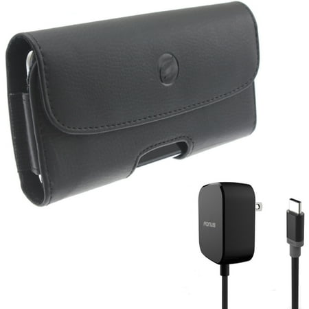 Fast Home Charger & Case Belt Clip for Samsung Galaxy S24 Ultra - 15W 5ft Long Type-C Turbo Charge, Leather Holster Cover Pouch for Galaxy S24 Ultra